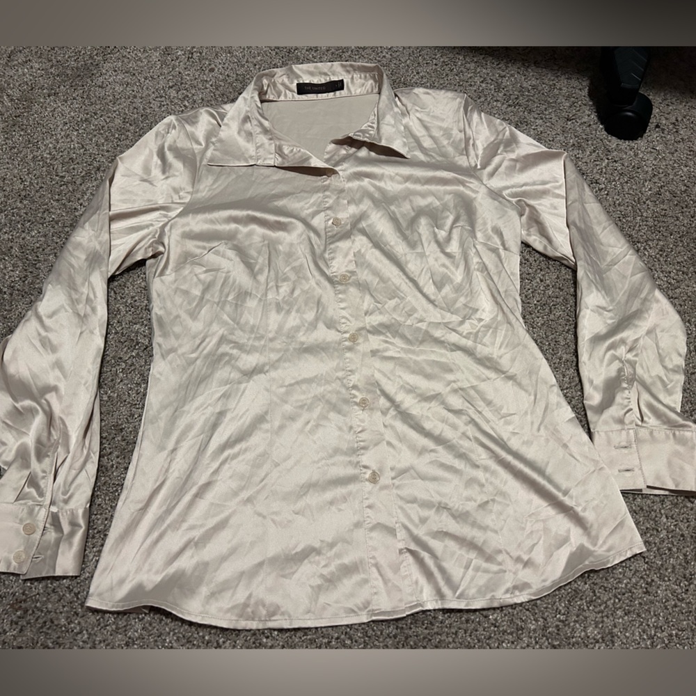 The Limited Satin Silky Button Up Office Wear Business Casual Size L